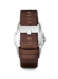 Three-Hand Brown Leather Watch