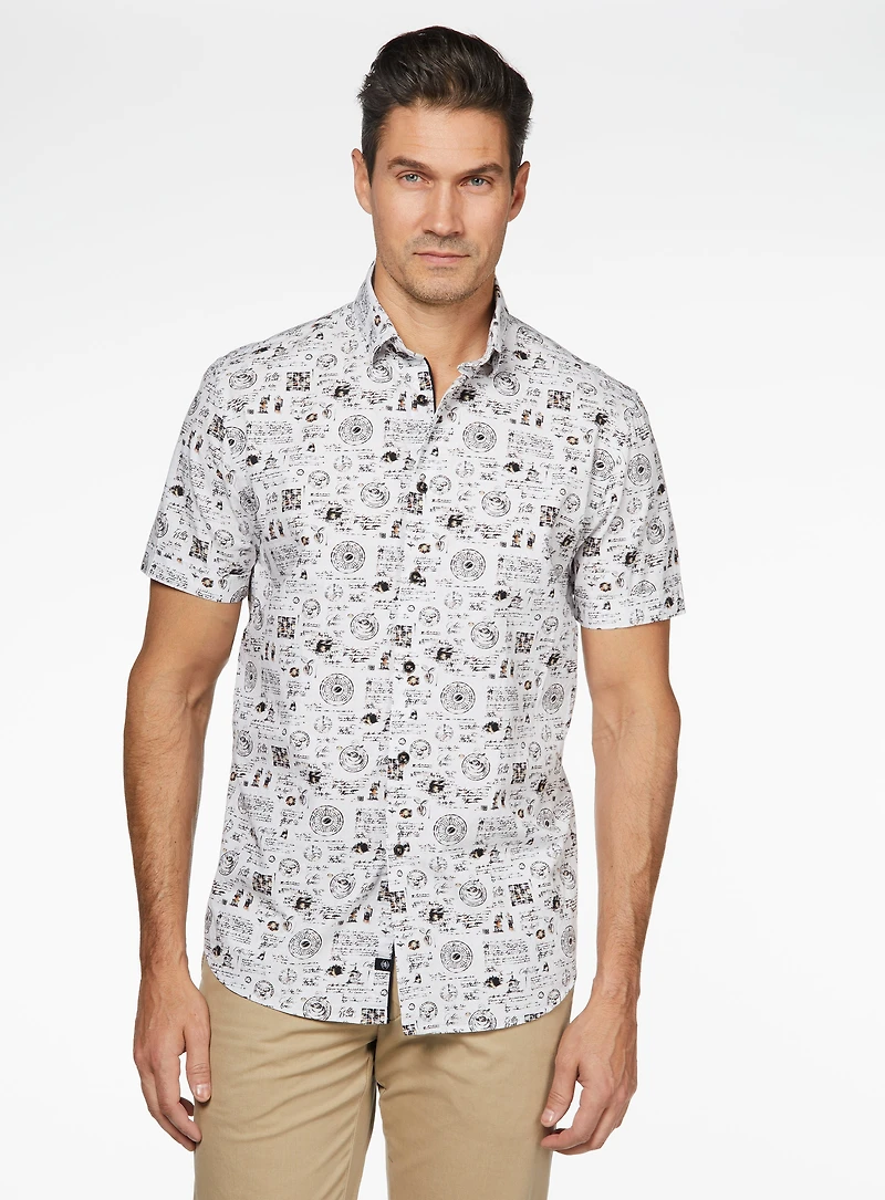 Chemise en popeline à imprimé de timbres