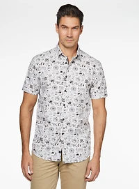 Chemise en popeline à imprimé de timbres