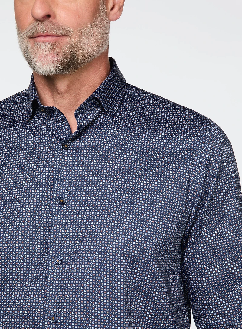 Chemise marine à motif de fleurs