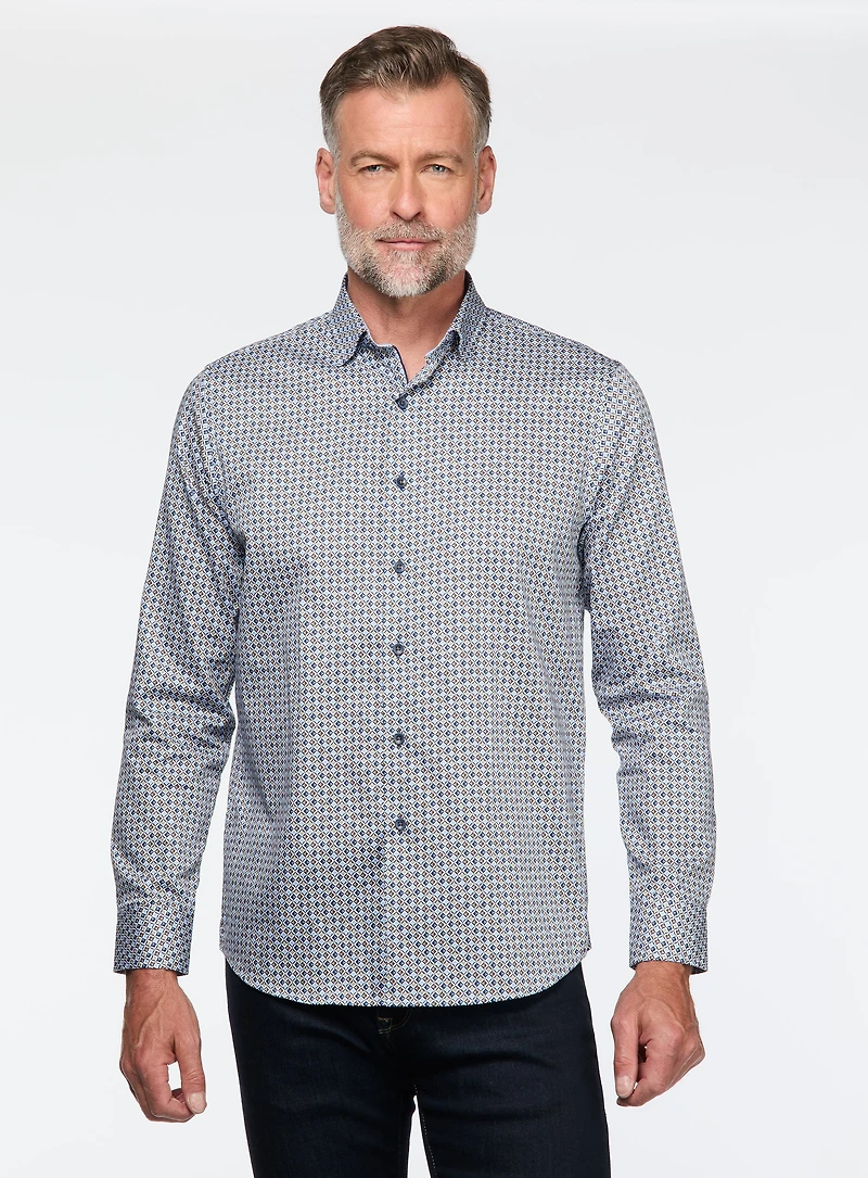 Mosaic Print Sateen Shirt