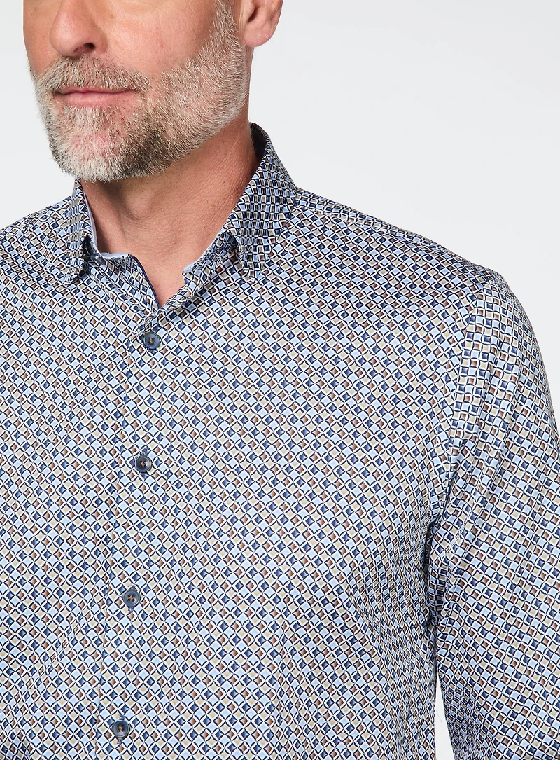 Mosaic Print Sateen Shirt