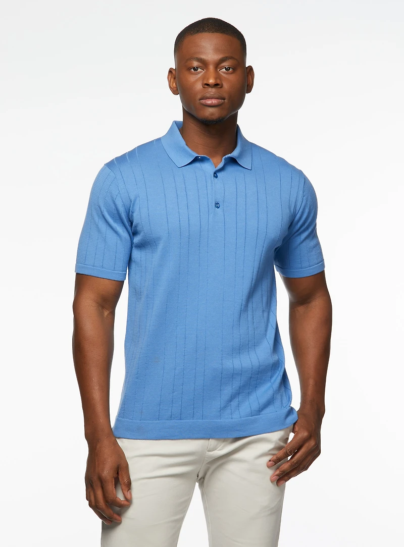 Polo uni à tricot côtelé