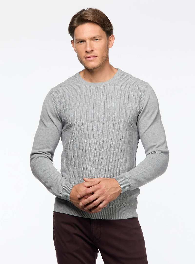 Textured Knit Crew Neck Sweater