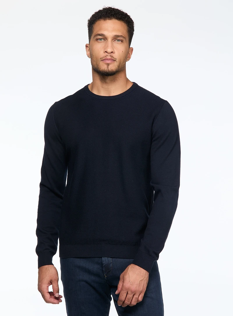 Chandail col rond en tricot texturé