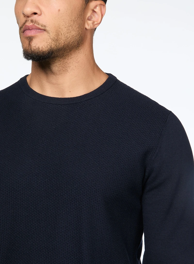 Chandail col rond en tricot texturé