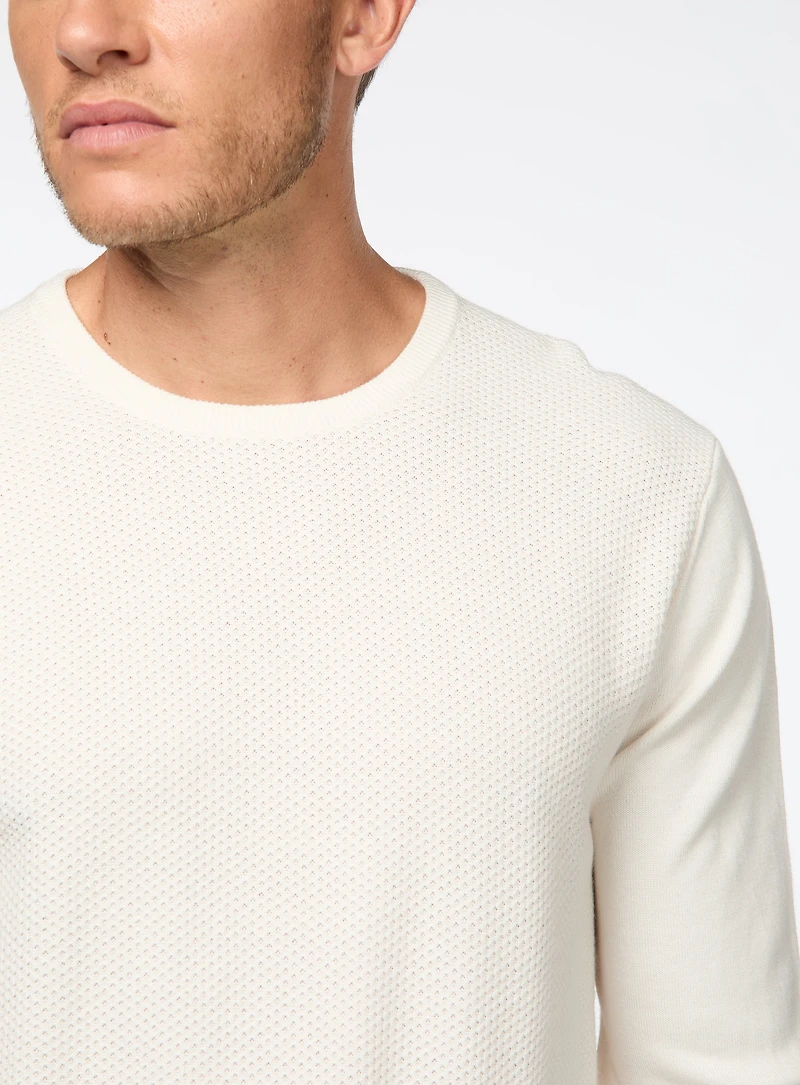 Chandail col rond en tricot texturé