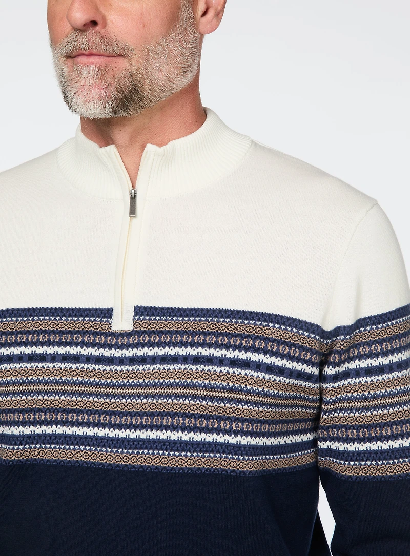 Chandail Fair Isle marine et blanc