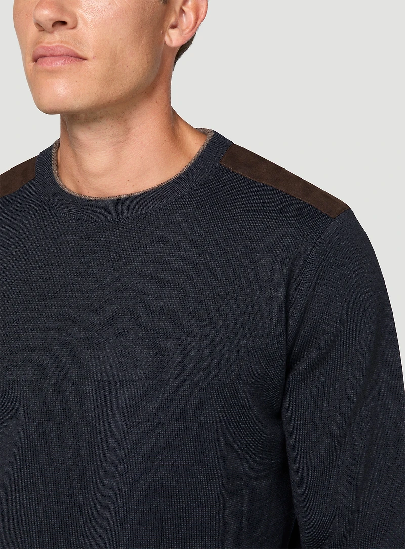 Sweater with Faux Suede Detail