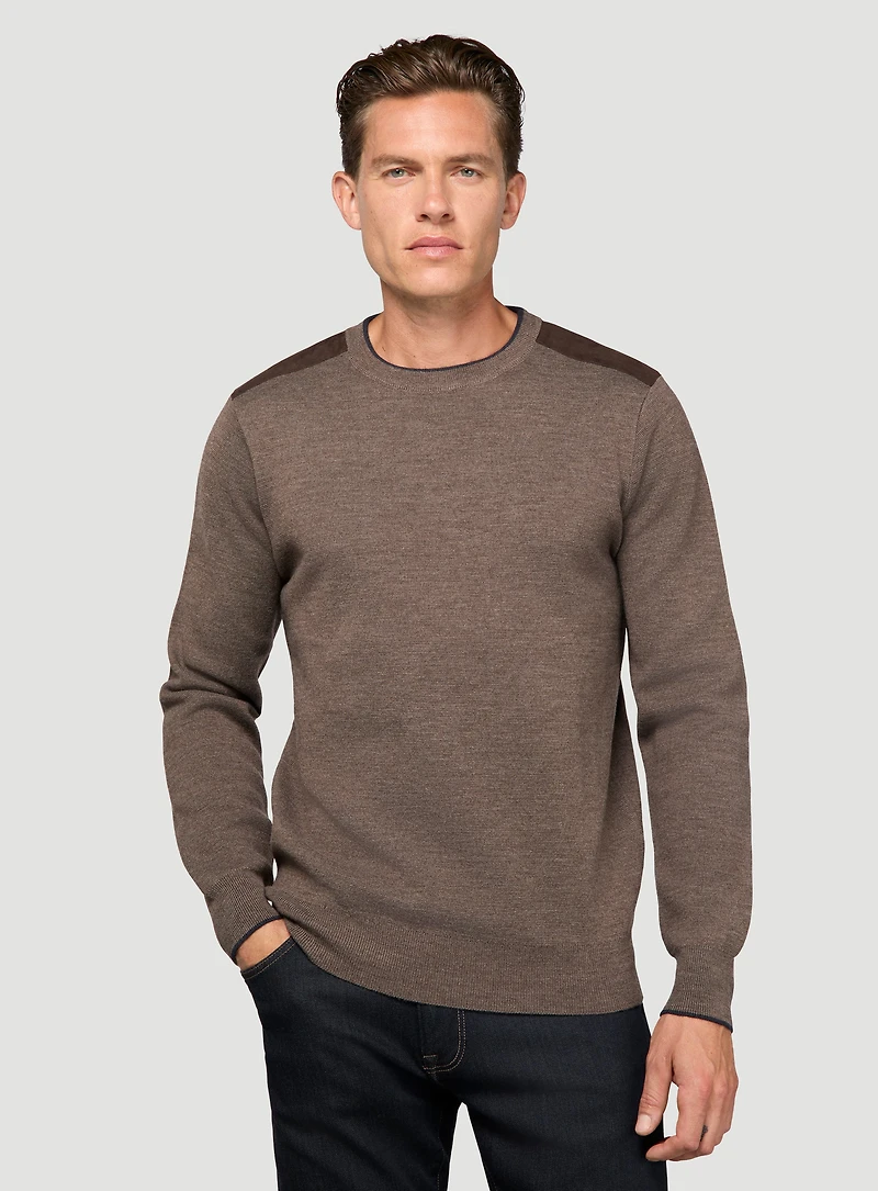 Sweater with Faux Suede Detail