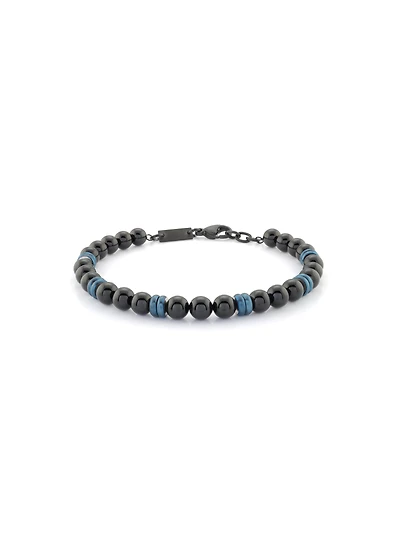 Bracelet à perles noires et bleues