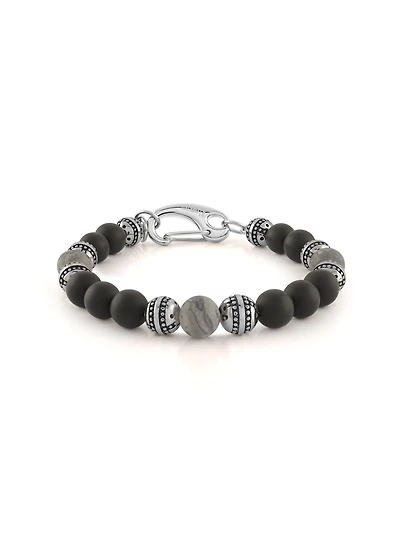 Bracelet en oeil de tigre et onyx