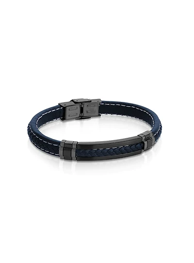 Navy Leather 8mm Bracelet
