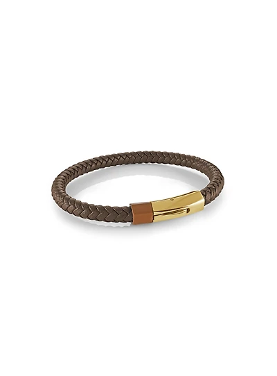 Bracelet en cuir tressé brun