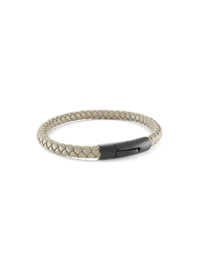 Beige Braided Leather Bracelet