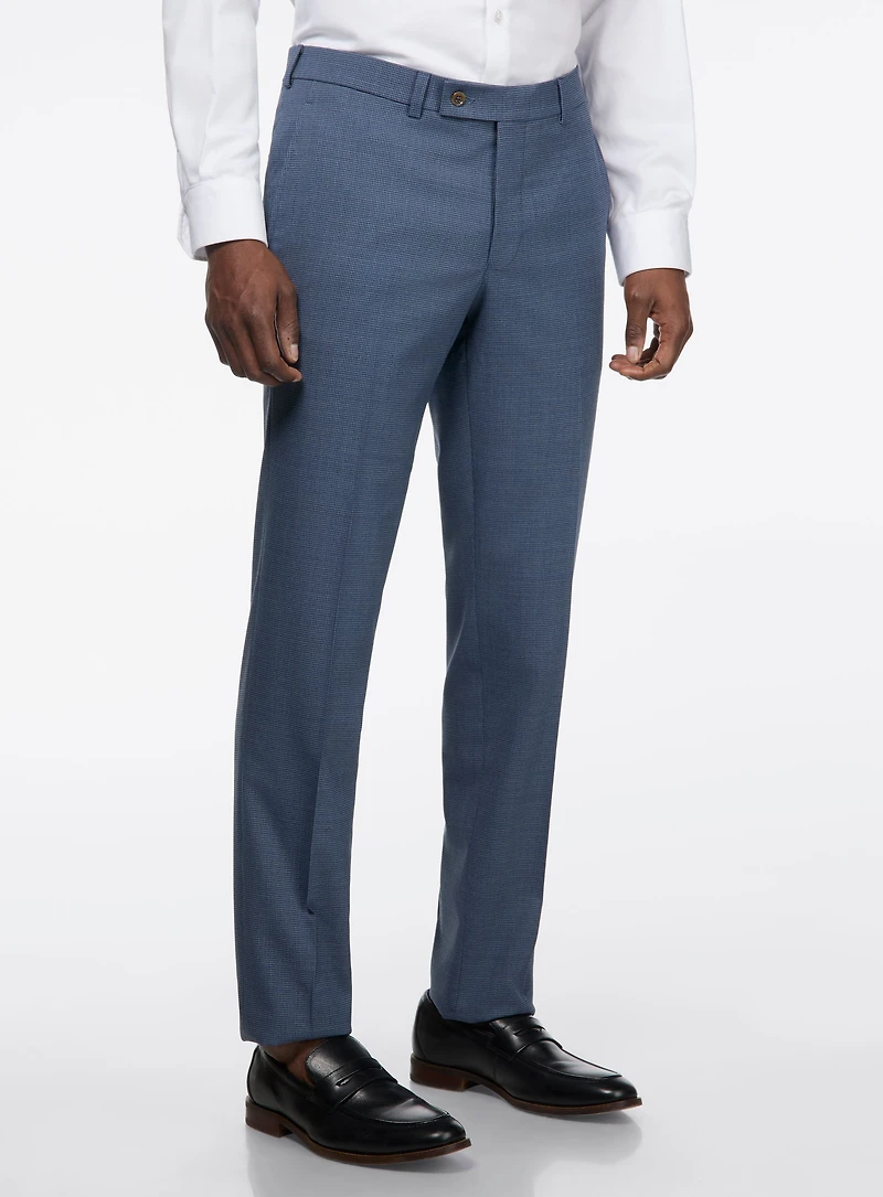 Pantalon habillé bleu à micro motif