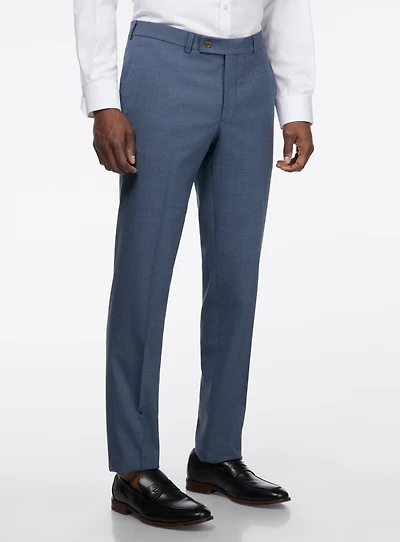 Pantalon habillé bleu à micro motif