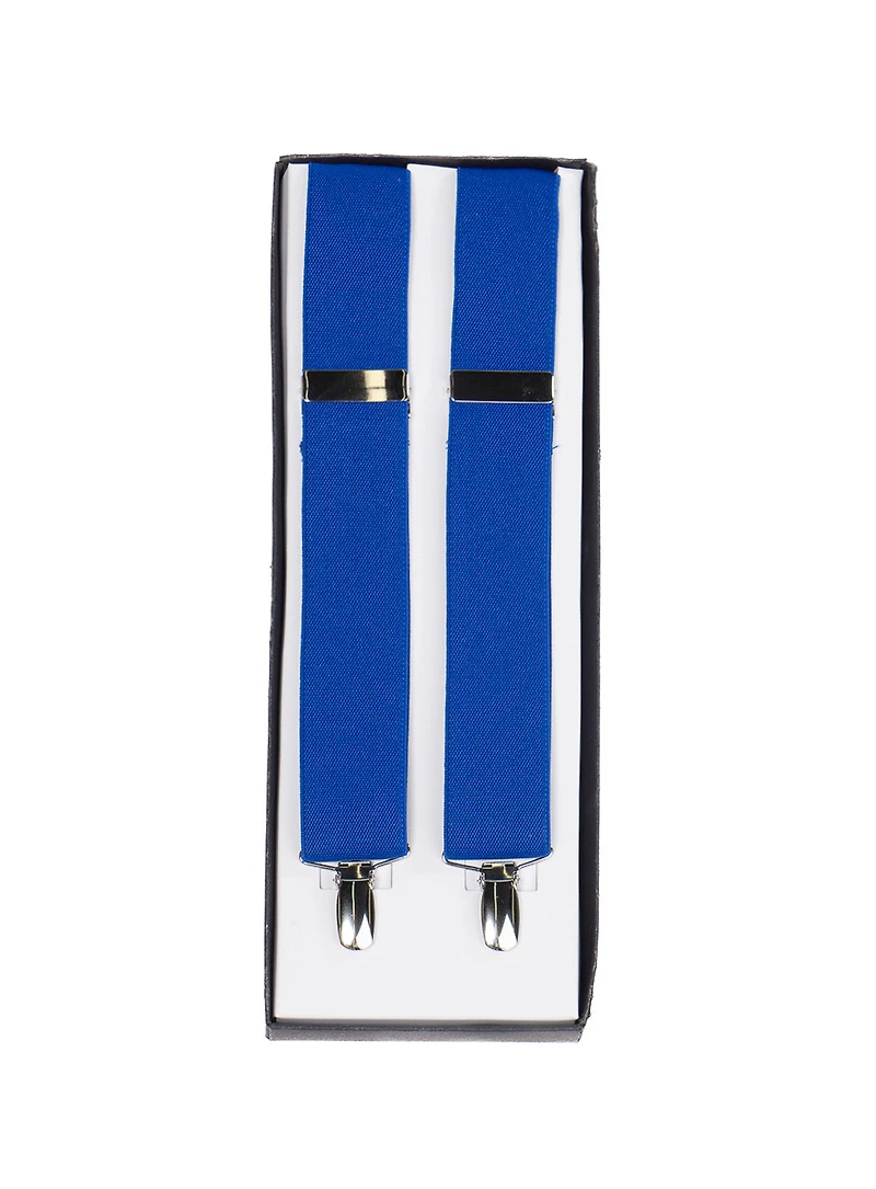 Blue Solid Crossed Suspender