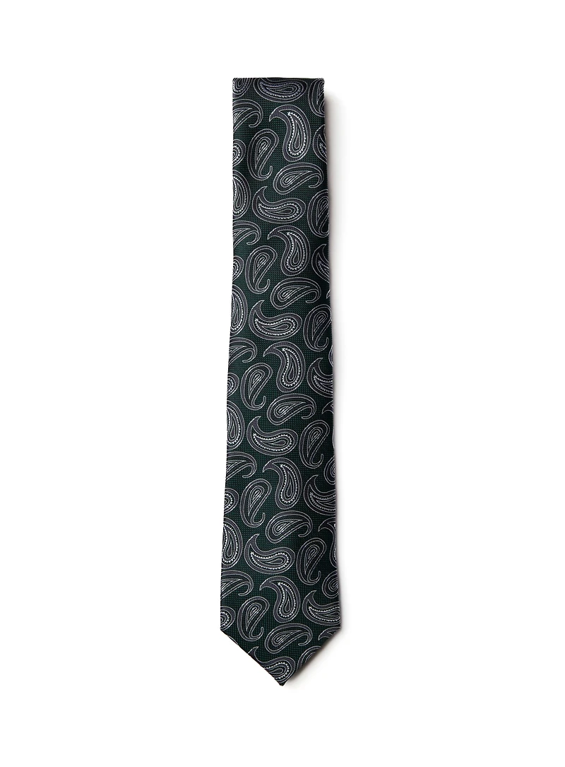 Cravate verte à motif paisley