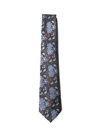 Blue Tie with Cognac Flowers