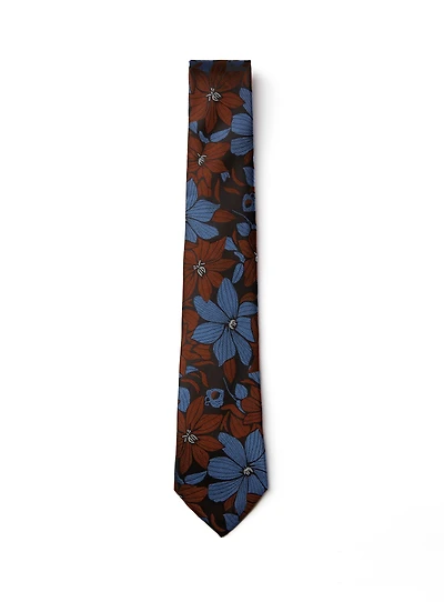 Cravate à fleurs cognacs
