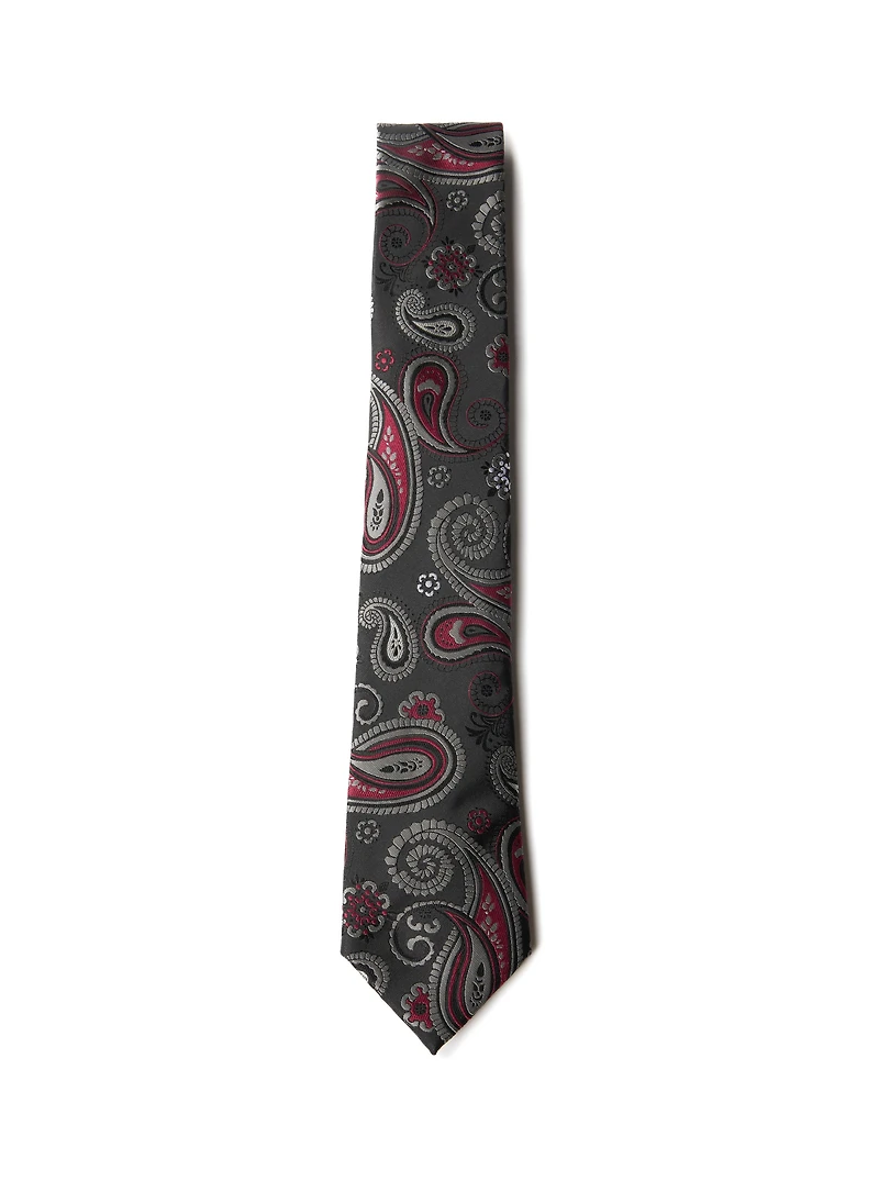 Cravate à motif paisley rouge