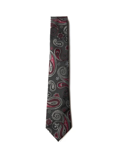 Cravate à motif paisley rouge