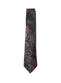 Cravate à motif paisley rouge