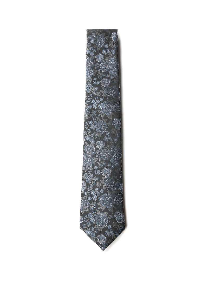 Turquoise Flower Pattern Tie