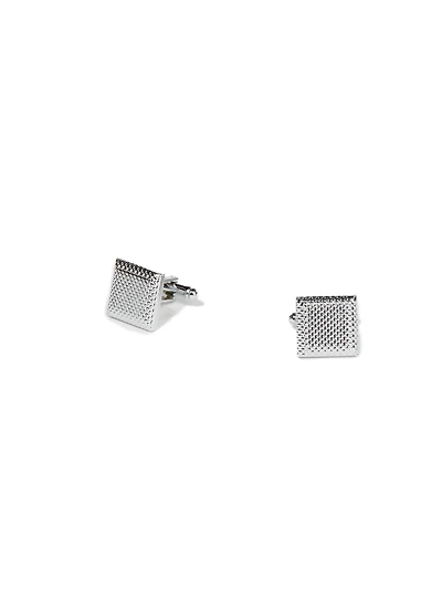 Boutons de manchette carrés texturés argent