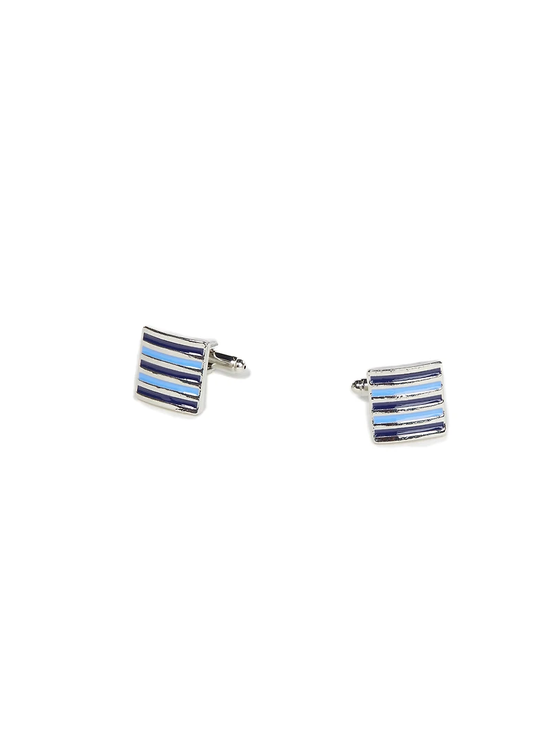 Blue Striped Square Cufflinks