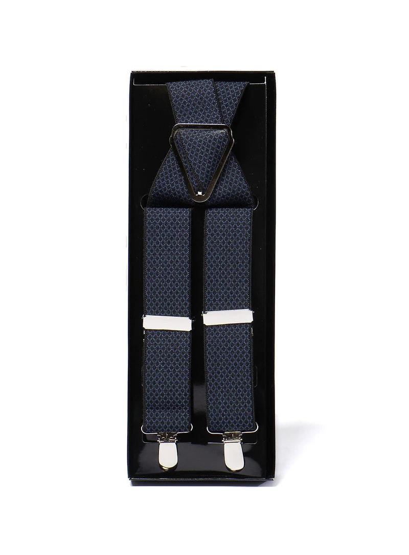 Diamond Print Crossed Navy Suspender