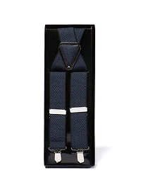 Diamond Print Crossed Navy Suspender