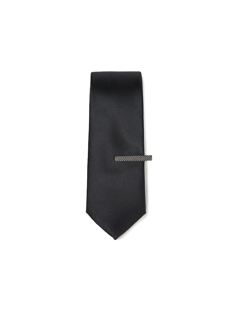 Silver Textured Tie Clip