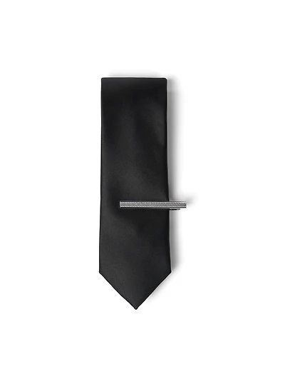 Silver Textured Tie Clip