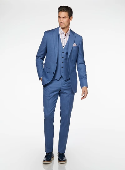 Blue Crosshatched Suit