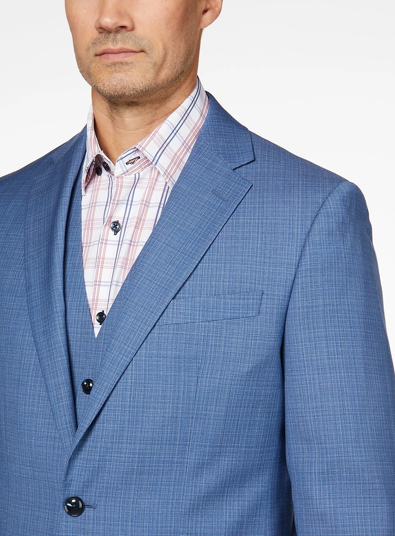 Blue Crosshatched Suit