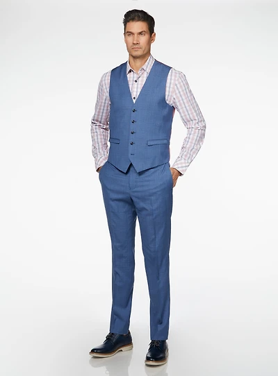 Blue Crosshatched Vest