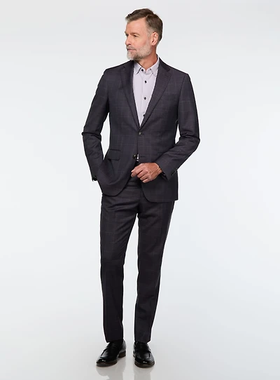 Brown and Navy Windowpane Suit