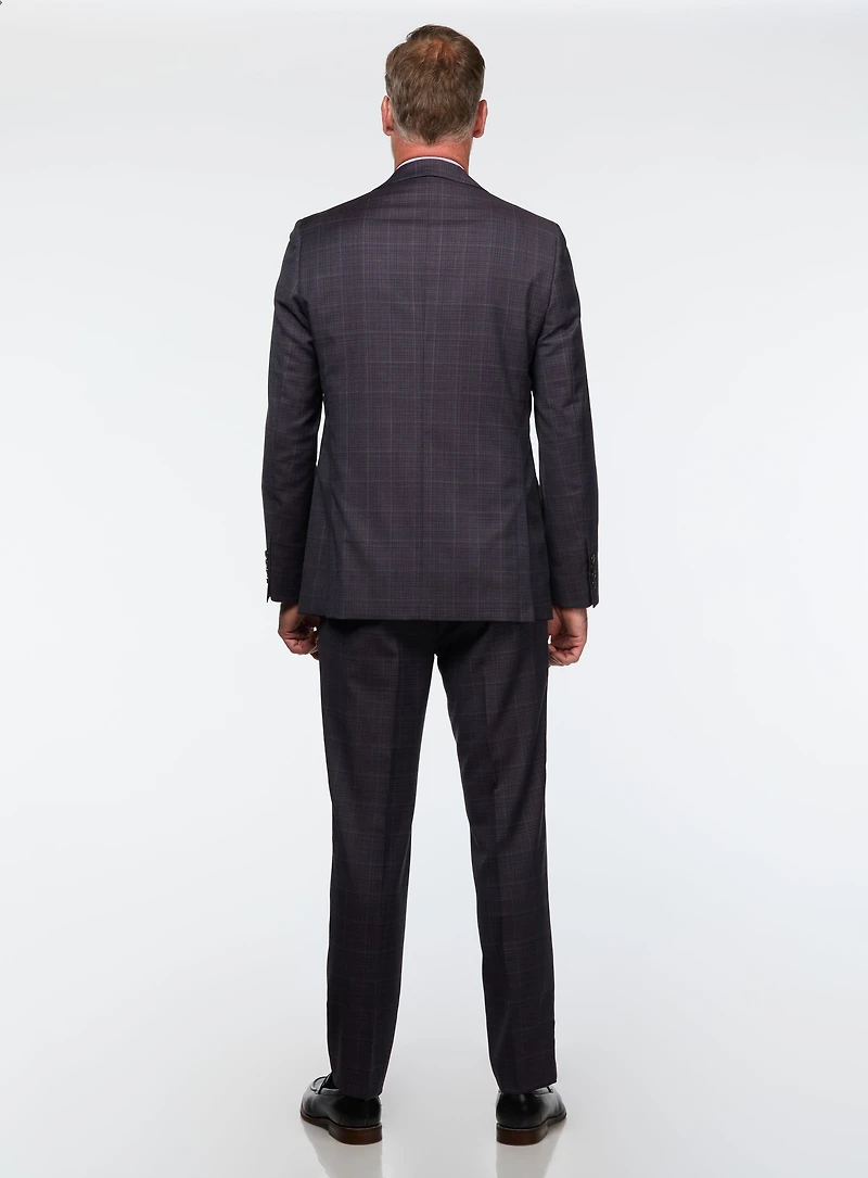 Brown and Navy Windowpane Suit