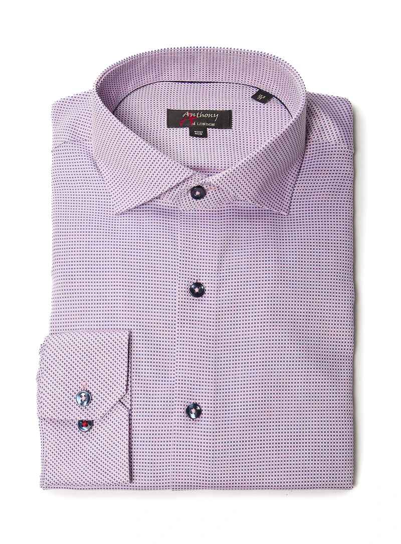 Micro Check Print Pink Non-Iron Shirt