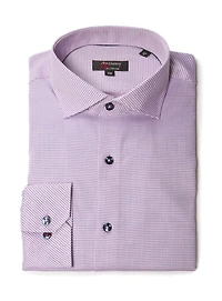 Micro Check Print Pink Non-Iron Shirt