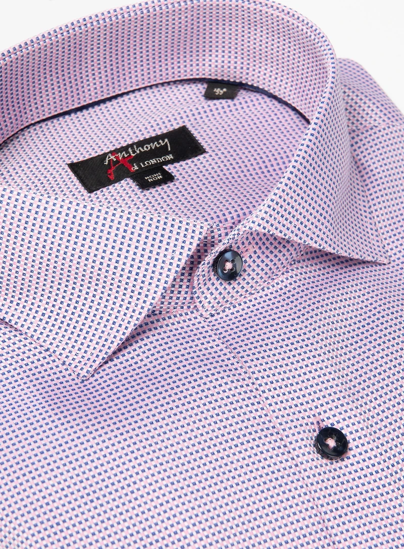 Micro Check Print Pink Non-Iron Shirt