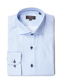 Subtle Pattern Print Non-Iron Blue Dress Shirt