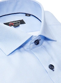 Chemise sans repassage bleue à effet de faux uni