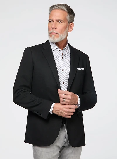 Black Waffle Knit Sport Jacket