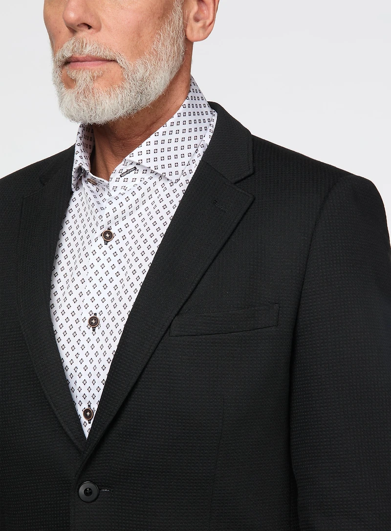 Black Waffle Knit Sport Jacket