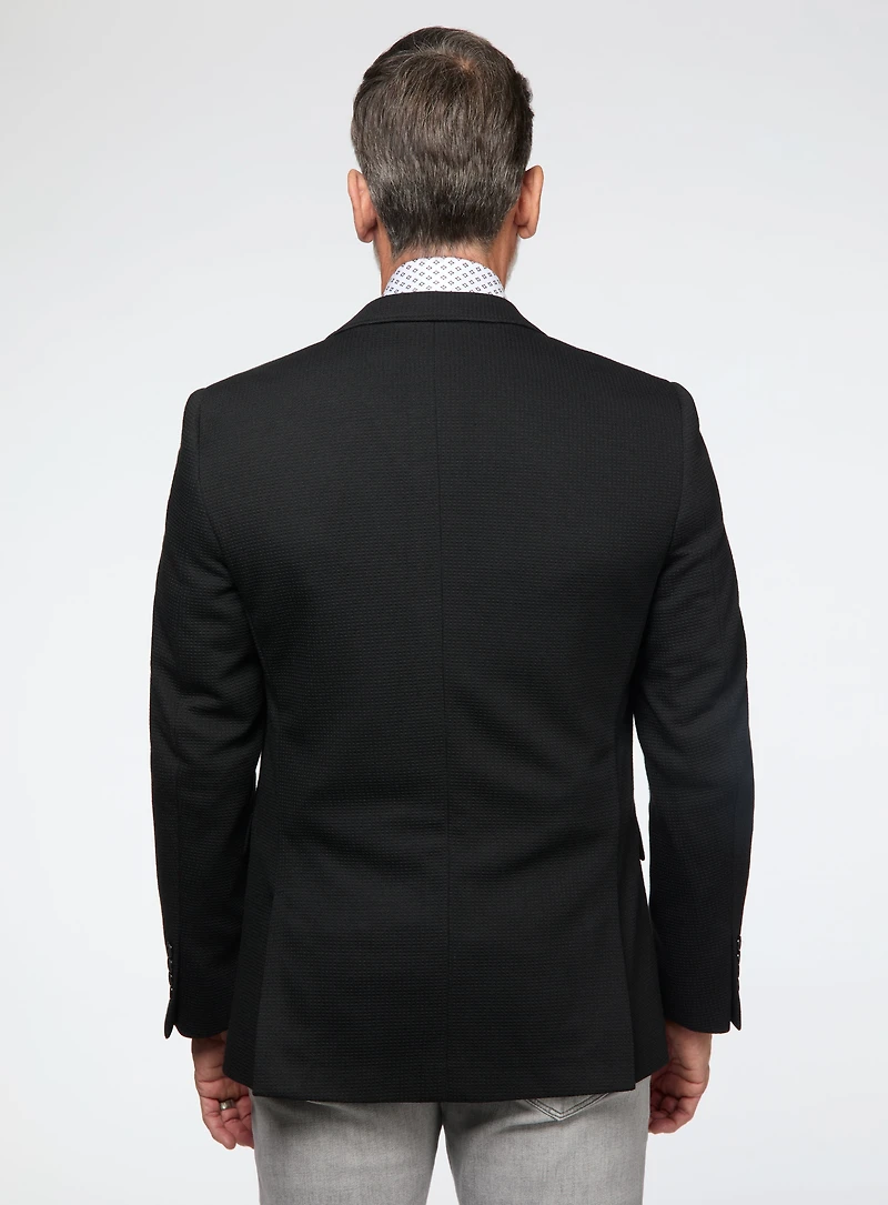 Black Waffle Knit Sport Jacket