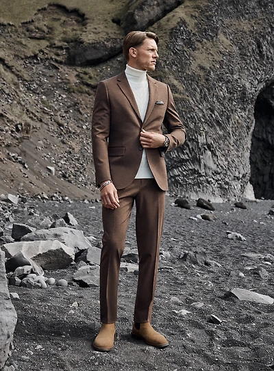 Complet cognac en tricot extensible
