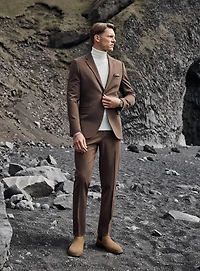 Complet cognac en tricot extensible